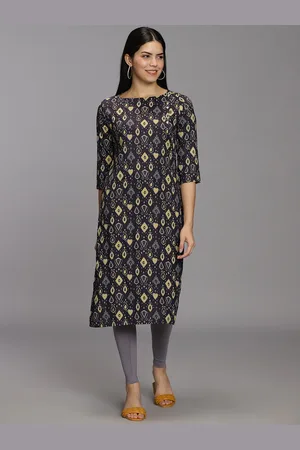 Hay Ethnic Motifs Printed Boat NeckLiva Kurta