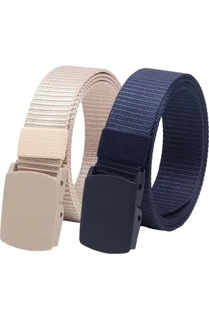 Kastner Men Set Of 2 Textured Canvas Belt With Slider Buckle