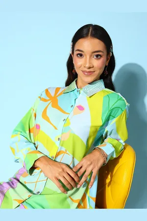 Indo Era Women Conversational Graphic Printed Co-Ords Set