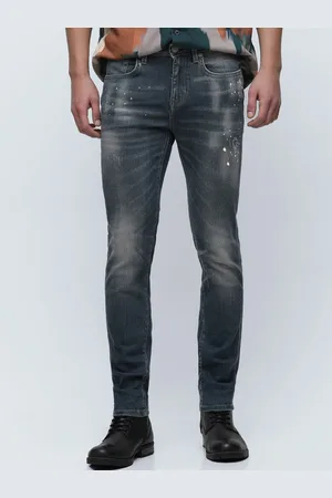 SELECTED Men Slim Fit Mildly Distressed Heavy Fade Stretchable Jeans
