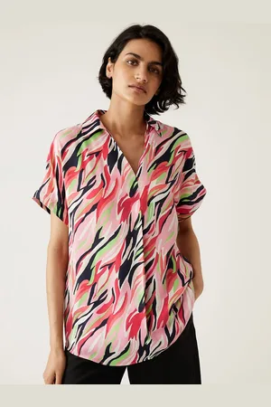 Marks & Spencer Abstract Printed Extended Sleeves Shirt Style Top