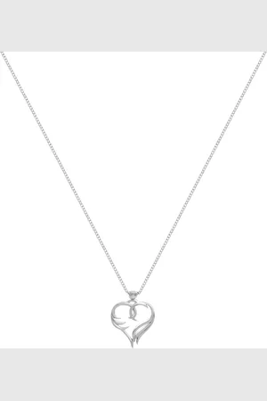 Kicky And Perky 92.5 Sterling Silver Double Swan Heart Pendant With Chain