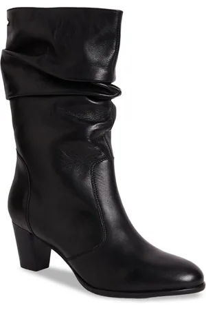 Peach Flores Women Paige Block Heeled Leather High-Top Slouchy Boots