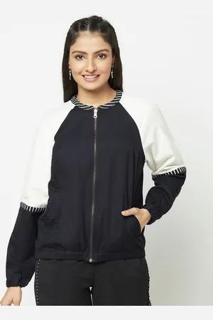Fabindia Women Colourblocked Cotton Linen Open Front Jacket