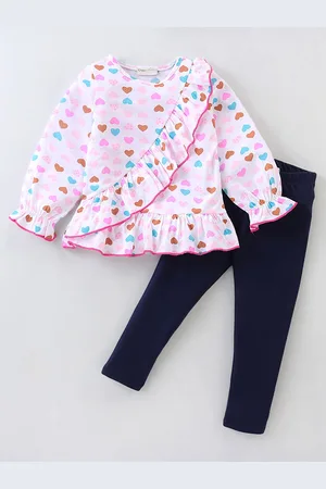 CrayonFlakes Girls Printed Pure Cotton Clothing Set