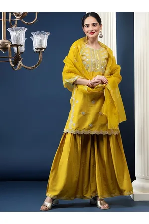 Bani Women Ethnic Motifs Embroidered High Slit Sequinned Kurta With Palazzos & Dupatta