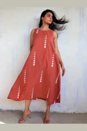 Chidiyaa Women Brown A-Line Midi Dress