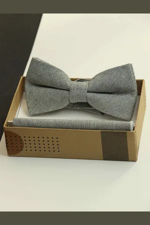 Tossido Men Geometric Printed Cotton Bowtie & Pocket Square Set