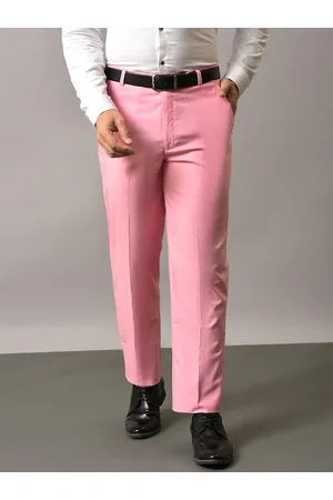 Buy Regular Fit Men Trousers Pink Poly Cotton Blend for Best Price,  Reviews, Free Shipping