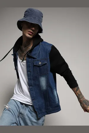 Campus Blue Long Sleeves Windcheater Hooded Denim Jacket