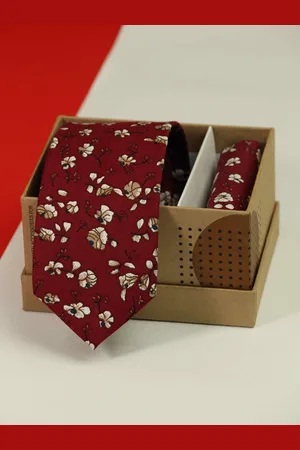 Tossido Men Floral Printed Cotton Neck Tie & Pocket Square Accessory Gift Set