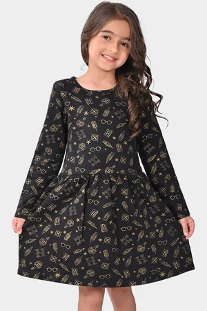 BONKIDS Girls Conversational Printed A-Line Cotton Dress