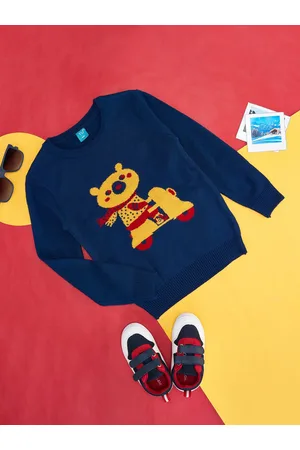 Pantaloons Boys Graphic Printed Ribbed Acrylic Pullover Sweater