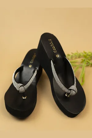 THE WHITE POLE Embellished Knotted Open Toe Wedges