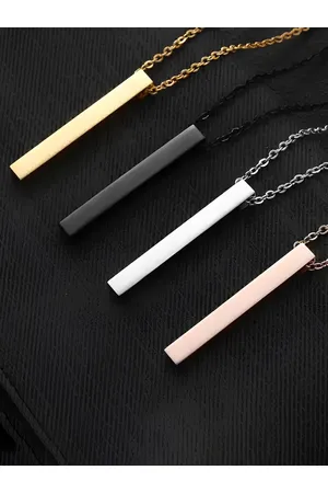 KARISHMA KREATIONS Men Set Of 4 Stainless Steel Bar Pendant With Chain