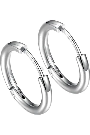 KARISHMA KREATIONS Men Silver-Plated Stainless Steel Contemporary Hoop Earrings