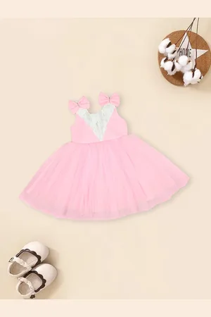 MeeMee Girls Bow Detailed Net Fit & Flare Dress