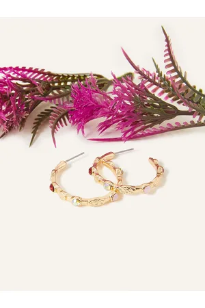Accessorize London Women Gems Studded Hoop Earrings