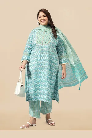 Mirchi Fashion Floral Printed Thread Work Pure Cotton Kurta With Trousers & Dupatta