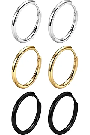 KARISHMA KREATIONS Set Of 3 Stainless Steel Circular Hoop Earrings