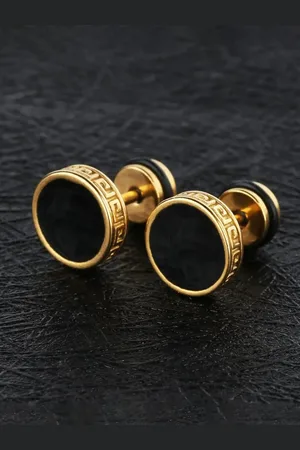 KARISHMA KREATIONS Men Gold Plated Stainless Steel Studs Earrings