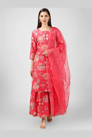 Celebravo Floral Printed Regular Straight Kurta & Sharara With Dupatta