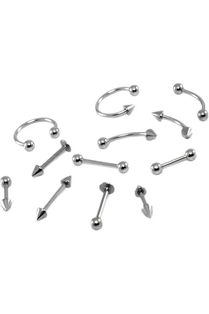 KARISHMA KREATIONS Set Of 12 Silver-Plated Stainless Steel Piercing Studs Earrings