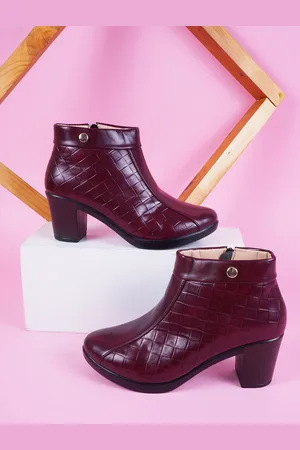TRY ME Women Mid Top Textured Block Heeled Regular Boots