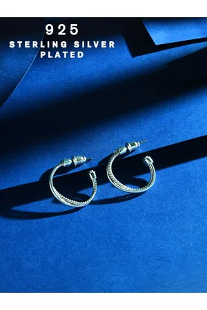 Accessorize London Women 925 Sterling Silver Plated Thin Twisted Hoop Earrings