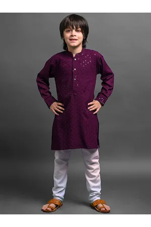 VESHAM Boys Ethnic Motifs Embroidered Sequinned Kurta With Pyjamas