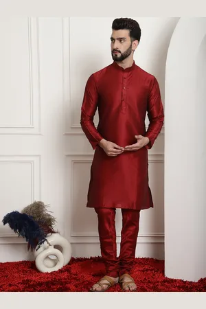 Armaan Ethnic Mandarin Collar Dupion Silk Kurta With Churidar