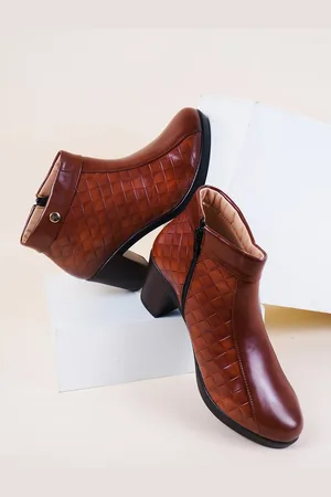 TRY ME Women Mid Top Textured Block Heeled Regular Boots