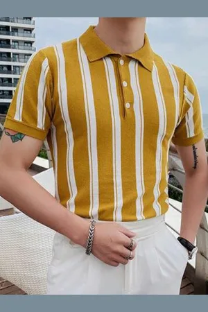 BAESD Striped Polo Collar Dri-FIT T-shirt