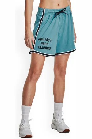 Under Armour Women Project Rock Penny-Printed Mesh Sports Shorts