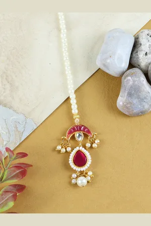 asthetika Gold-Plated Kundan & Stone Studded Maangtikka