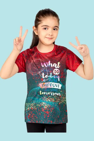 naughty ninos Girls Typography Printed Rapid-Dry Sports T-shirt