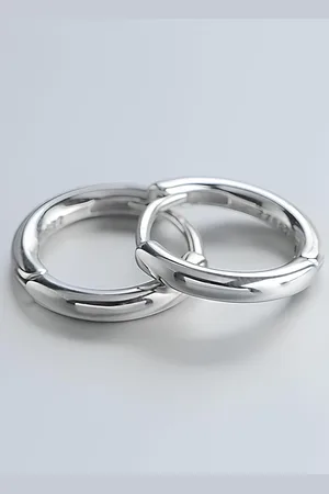 KARISHMA KREATIONS Men Silver-Plated Stainless Steel Hoop Earrings