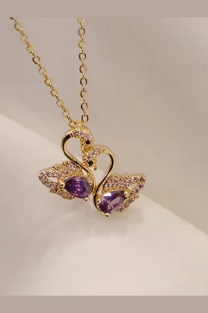 Krelin Dazzling Swan Jewelry Collection Crystals Gold-Plated Charm Necklace
