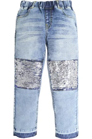 Cherry Crumble Girls Comfort Heavy Fade Highly Distressed Embellished Stretchable Jeans