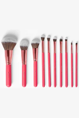 bh cosmetics Set of 10 Bombshell Beauty Face Makeup Brushes - Coral Pink