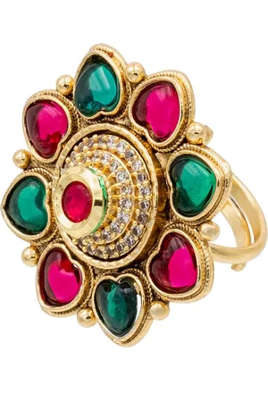 Shivansh Women Gold Plated Cubic Zirconia Adjustable Ring