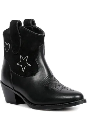SAINT G. Women Embellished Heeled Suede Leather Mid-Top Chunky Boots