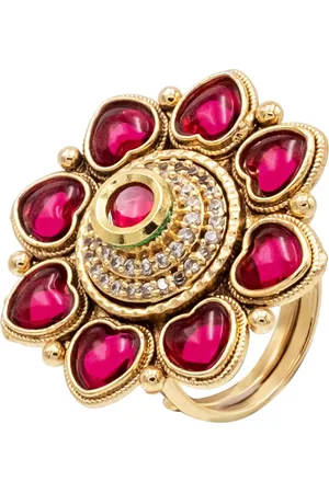 Shivansh Women Gold-Plated Cubic Zirconia Adjustable Ring