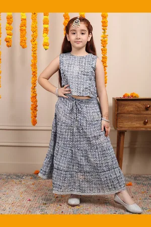 Biglilpeople Girls Printed Cotton Ready to Wear Lehenga with Blouse
