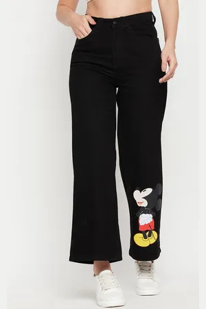 MADAME Women Wide Leg Mickey Mouse Printed Comfort Cotton Jeans