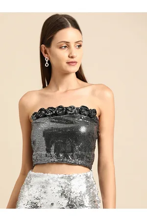 DODO & MOA Embellished Strapless Tube Crop Top
