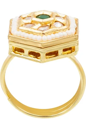 Shivansh Women Gold Plated Cubic Zirconia Adjustable Ring