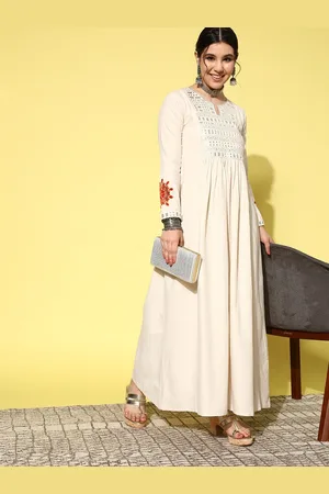 Kvsfab Ethnic Motifs Embroidered Maxi Gown Dress