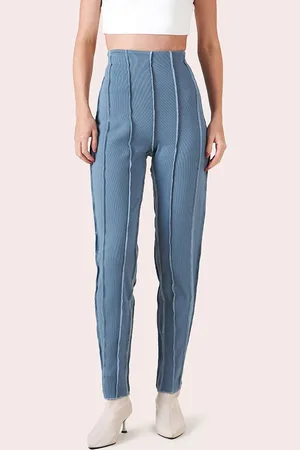 Muvazo Women Mid-Rise Slim-Fit Cotton Regular Trousers