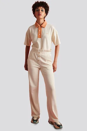 Muvazo Typography Embroidered Polo Collar Drop Shoulder Top